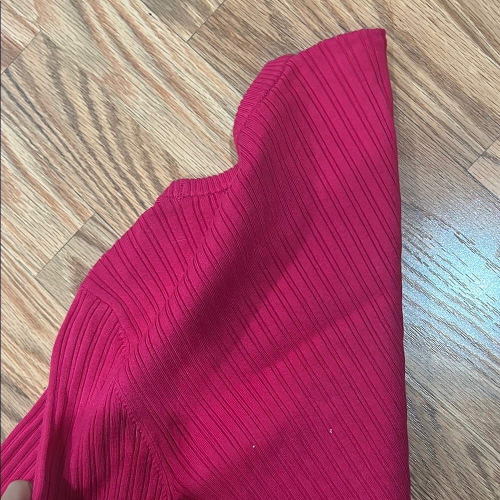 Express Red Ribbed Sweater - Picture 8 of 10